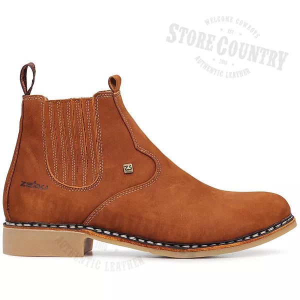 Botina Vira Francesa Nobuck Castor Masculina - Confortável Durável Estilo Country